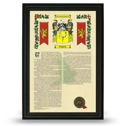 Peagram Armorial History Framed - Black