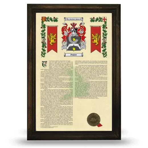 Pearce Armorial History Framed - Brown