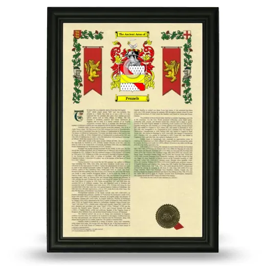 Pennels Armorial History Framed - Black