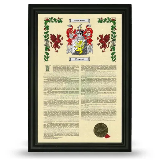 Pennent Armorial History Framed - Black