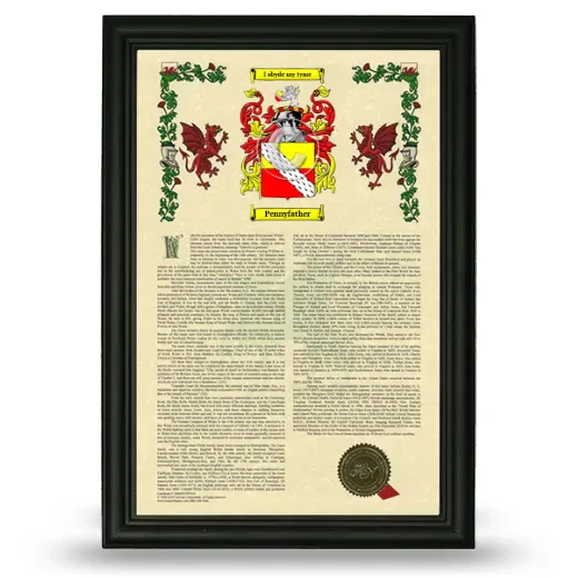 Pennyfather Armorial History Framed - Black