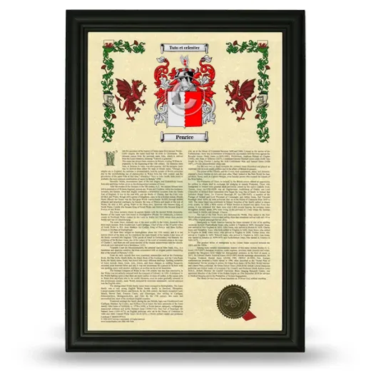 Penrice Armorial History Framed - Black