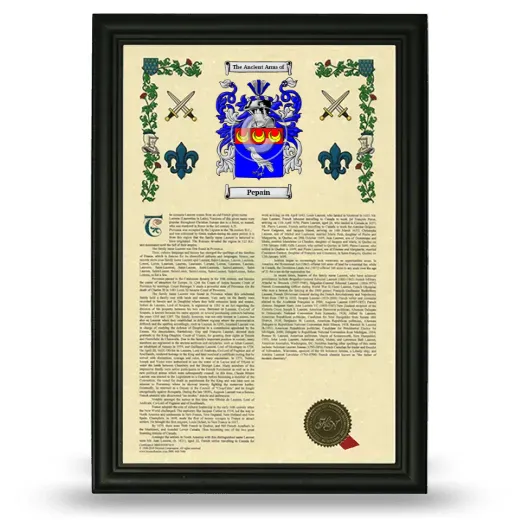 Pepain Armorial History Framed - Black