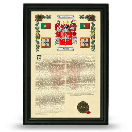 Pereira Armorial History Framed - Black
