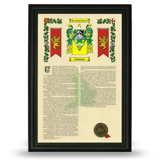 Peremans Armorial History Framed - Black
