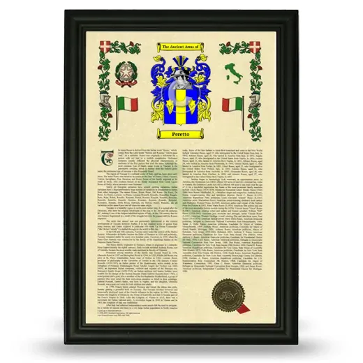 Peretto Armorial History Framed - Black