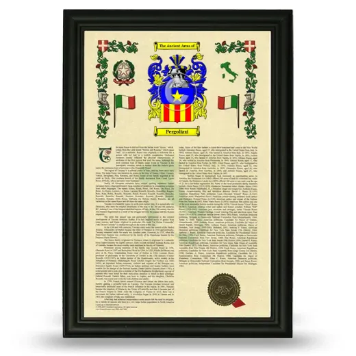 Pergolizzi Armorial History Framed - Black