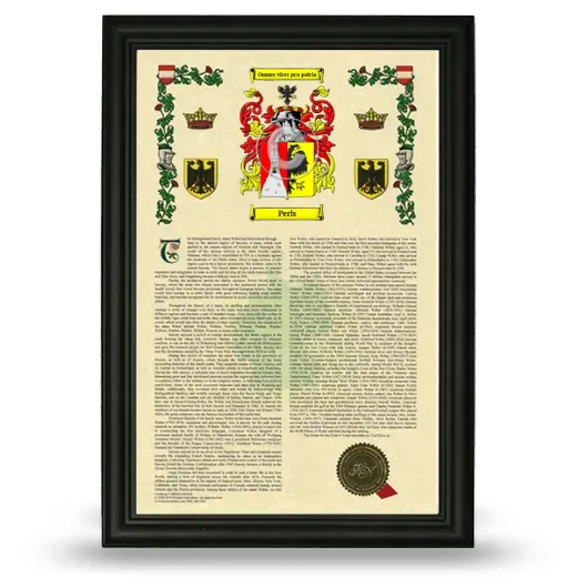 Perls Armorial History Framed - Black
