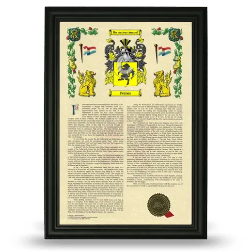 Pernes Armorial History Framed - Black