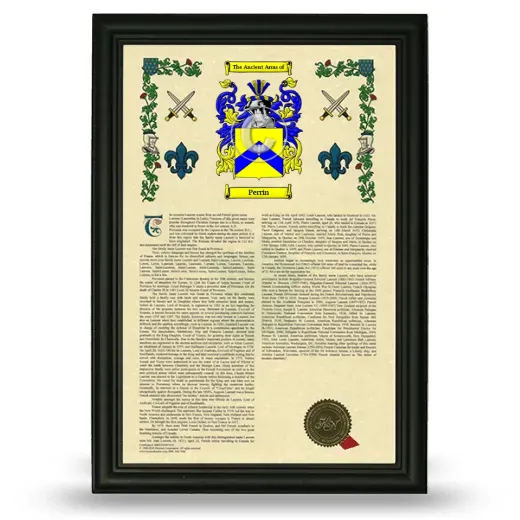 Perrin Armorial History Framed - Black