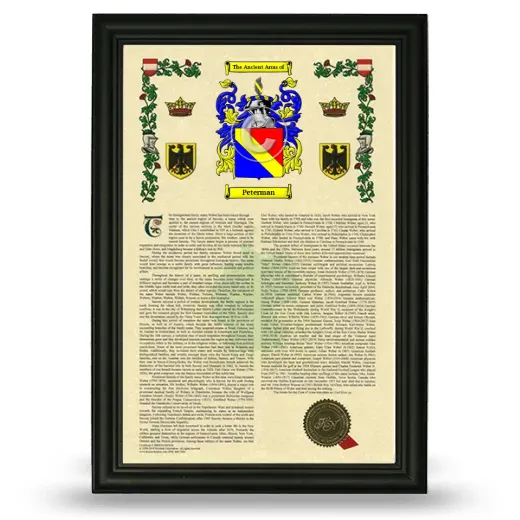 Peterman Armorial History Framed - Black