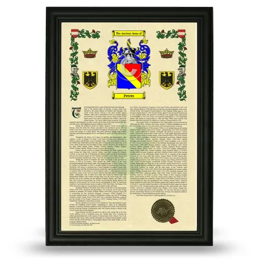 Peters Armorial History Framed - Black