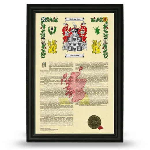 Peterson Armorial History Framed - Black