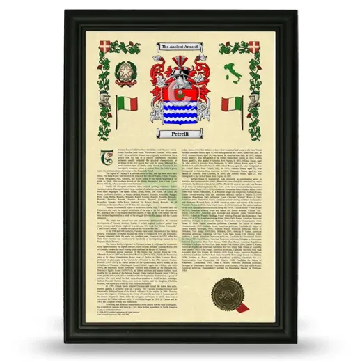 Petrelli Armorial History Framed - Black