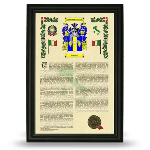 Petrich Armorial History Framed - Black