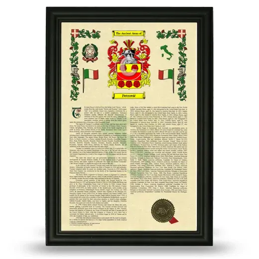 Petrović Armorial History Framed - Black