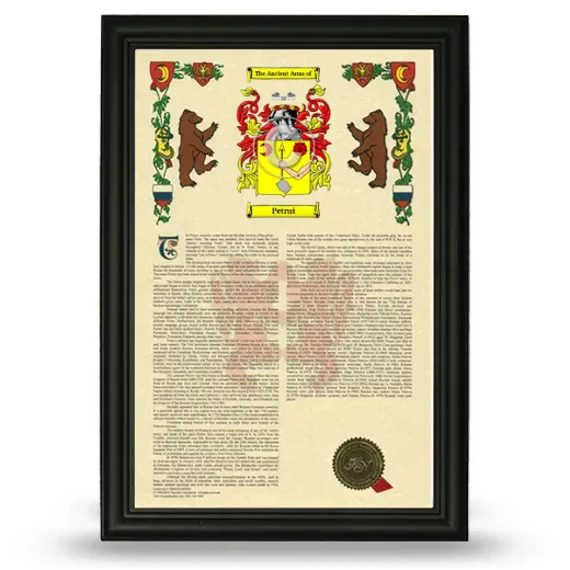 Petruš Armorial History Framed - Black