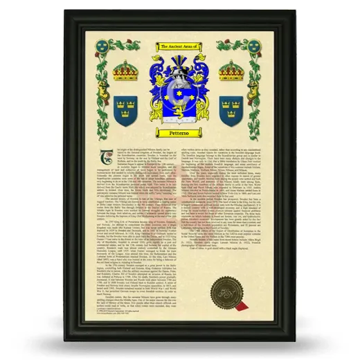 Petterso Armorial History Framed - Black