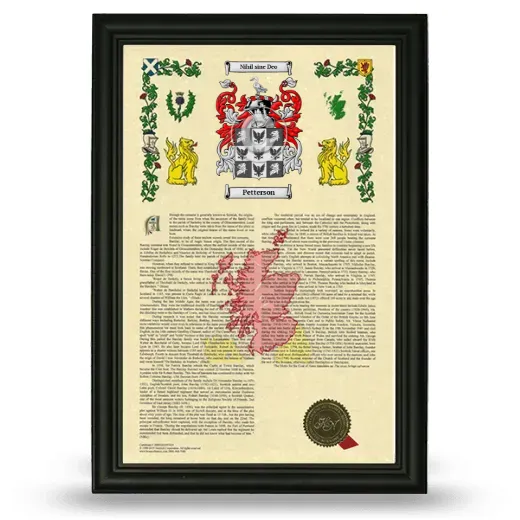 Petterson Armorial History Framed - Black