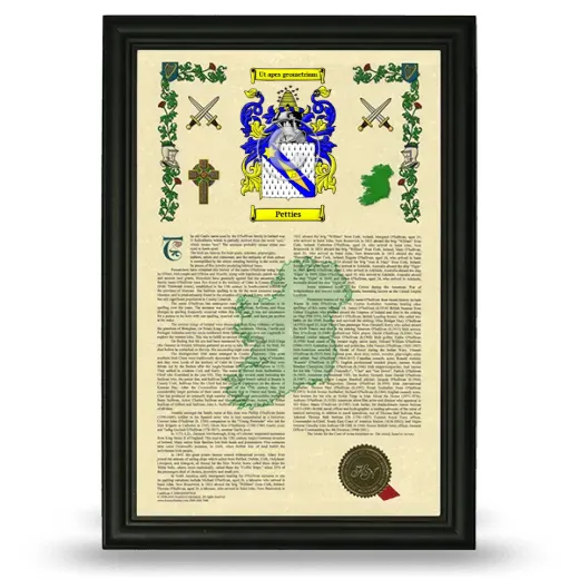 Petties Armorial History Framed - Black
