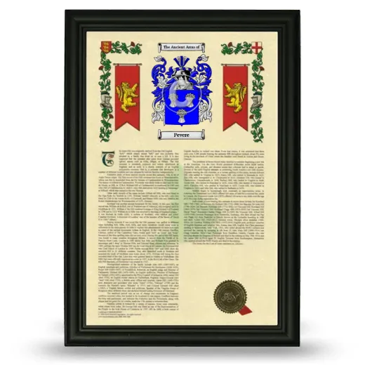 Pevere Armorial History Framed - Black