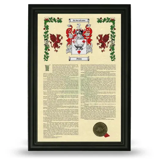 Pews Armorial History Framed - Black