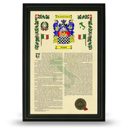 Pezzini Armorial History Framed - Black