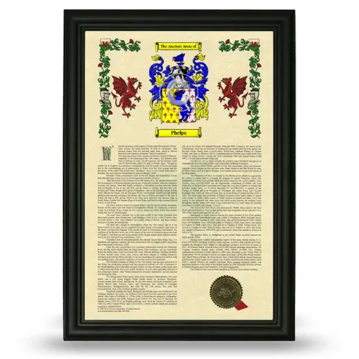 Phelps Armorial History Framed - Black