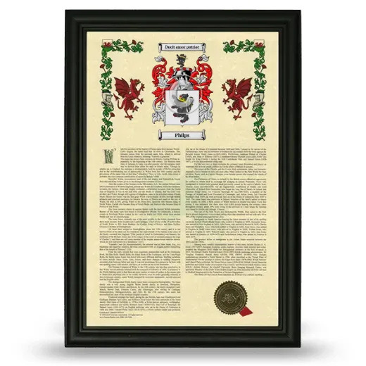 Philps Armorial History Framed - Black