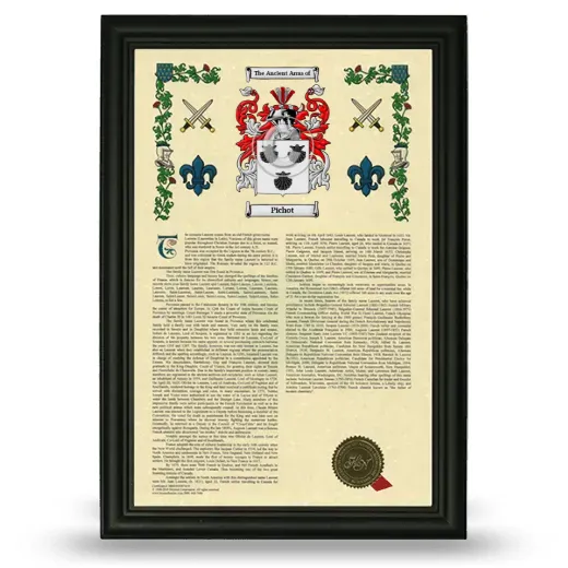 Pichot Armorial History Framed - Black