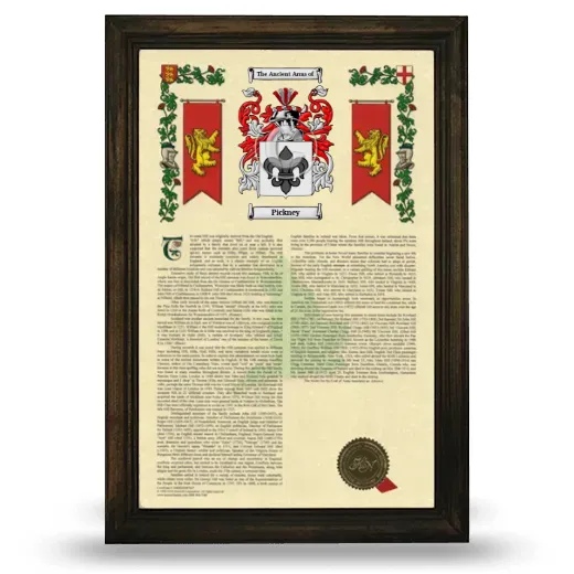 Pickney Armorial History Framed - Brown