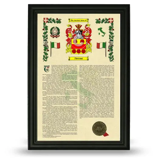 Pietroni Armorial History Framed - Black