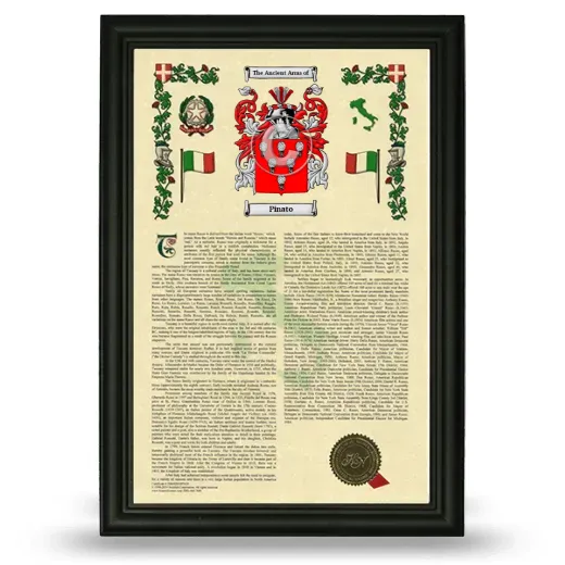 Pinato Armorial History Framed - Black