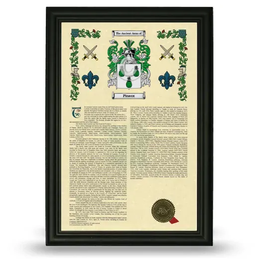 Pinaux Armorial History Framed - Black