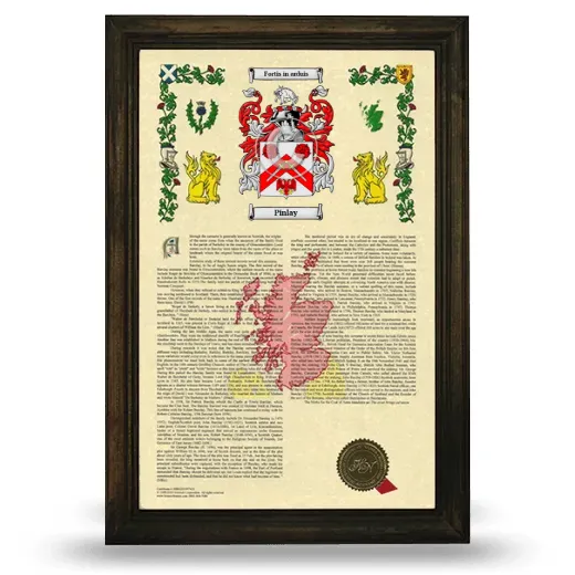 Pinlay Armorial History Framed - Brown