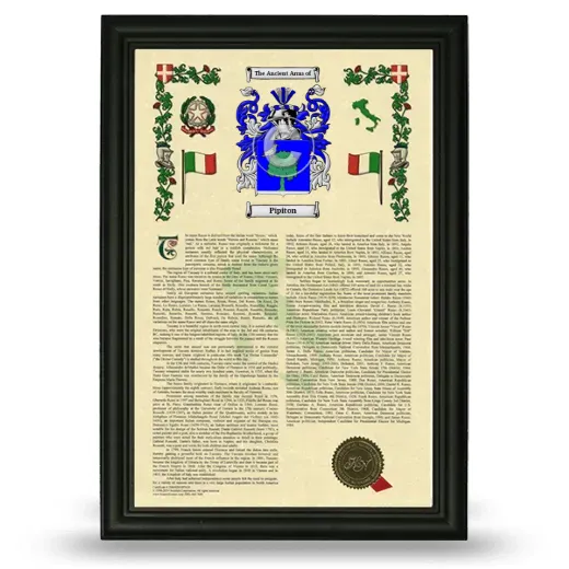 Pipiton Armorial History Framed - Black