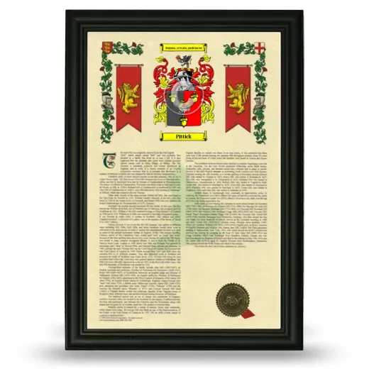 Pittick Armorial History Framed - Black