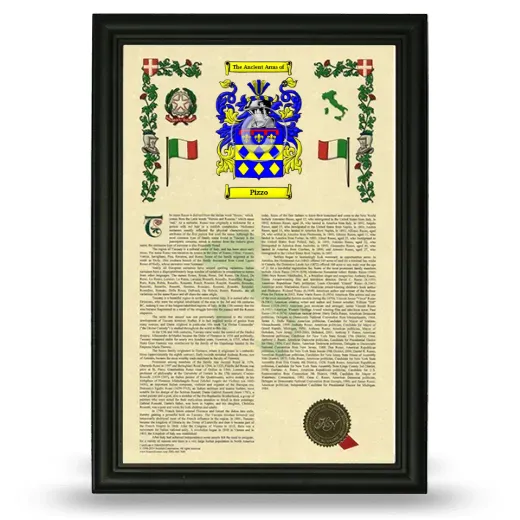 Pizzo Armorial History Framed - Black