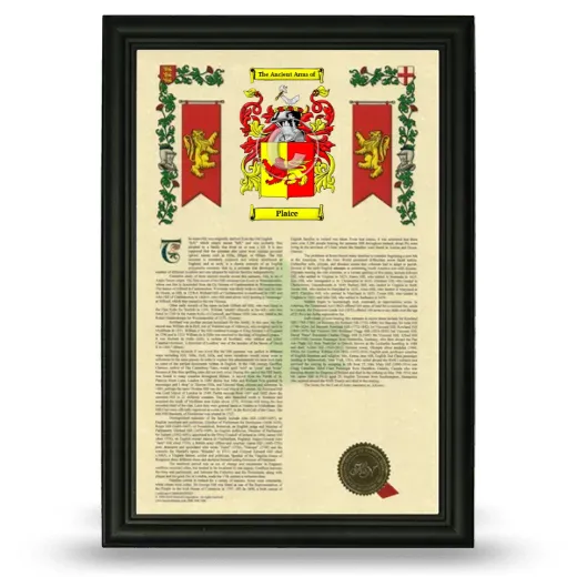 Plaice Armorial History Framed - Black