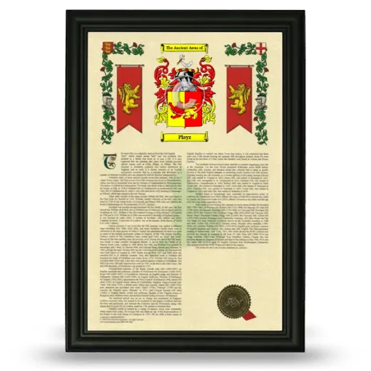 Playz Armorial History Framed - Black