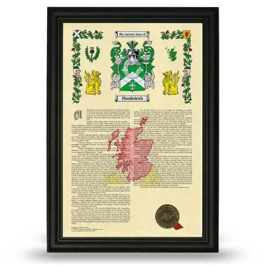 Plenderleith Armorial History Framed - Black