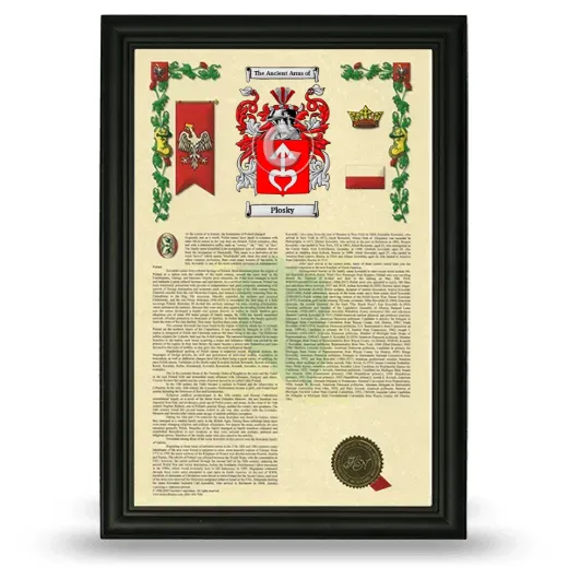 Plosky Armorial History Framed - Black