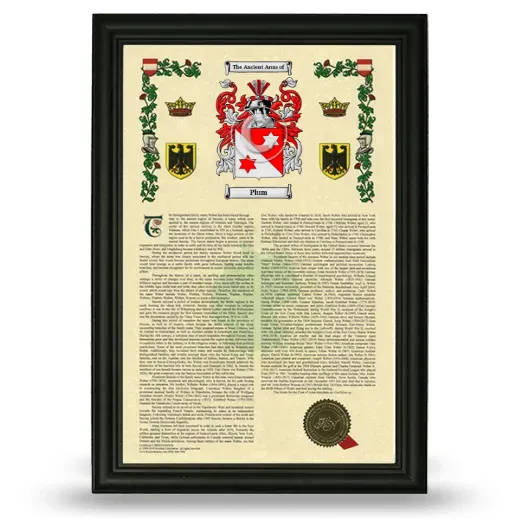 Plum Armorial History Framed - Black