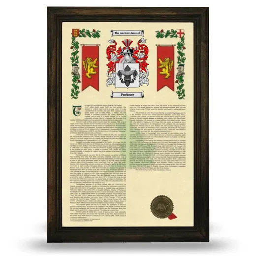 Pocknee Armorial History Framed - Brown