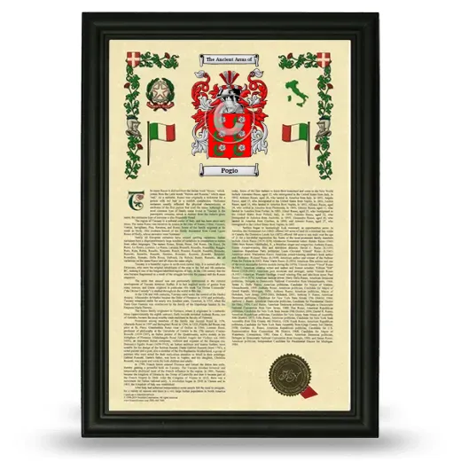 Pogio Armorial History Framed - Black