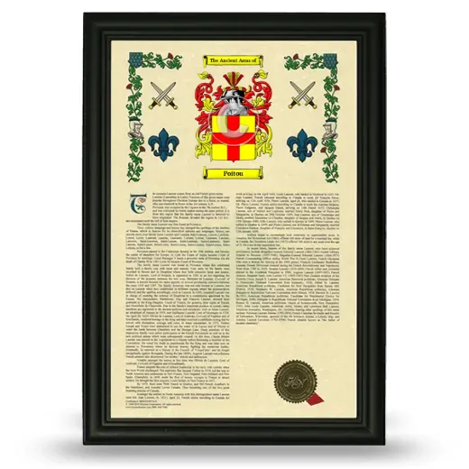 Poitou Armorial History Framed - Black