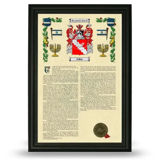 Pollac Armorial History Framed - Black