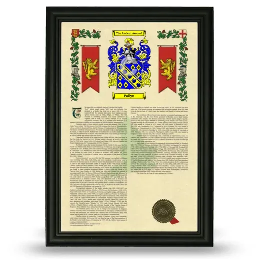 Pollyn Armorial History Framed - Black