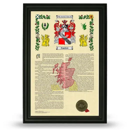 Pomfrett Armorial History Framed - Black
