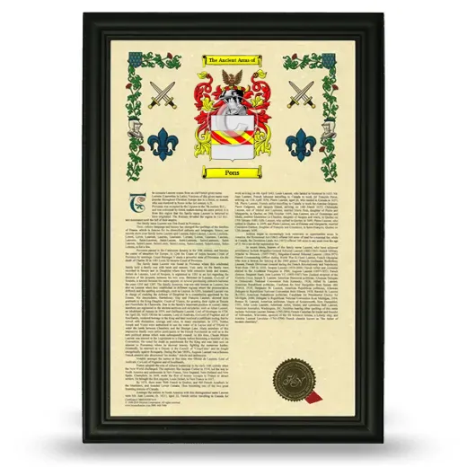 Pons Armorial History Framed - Black